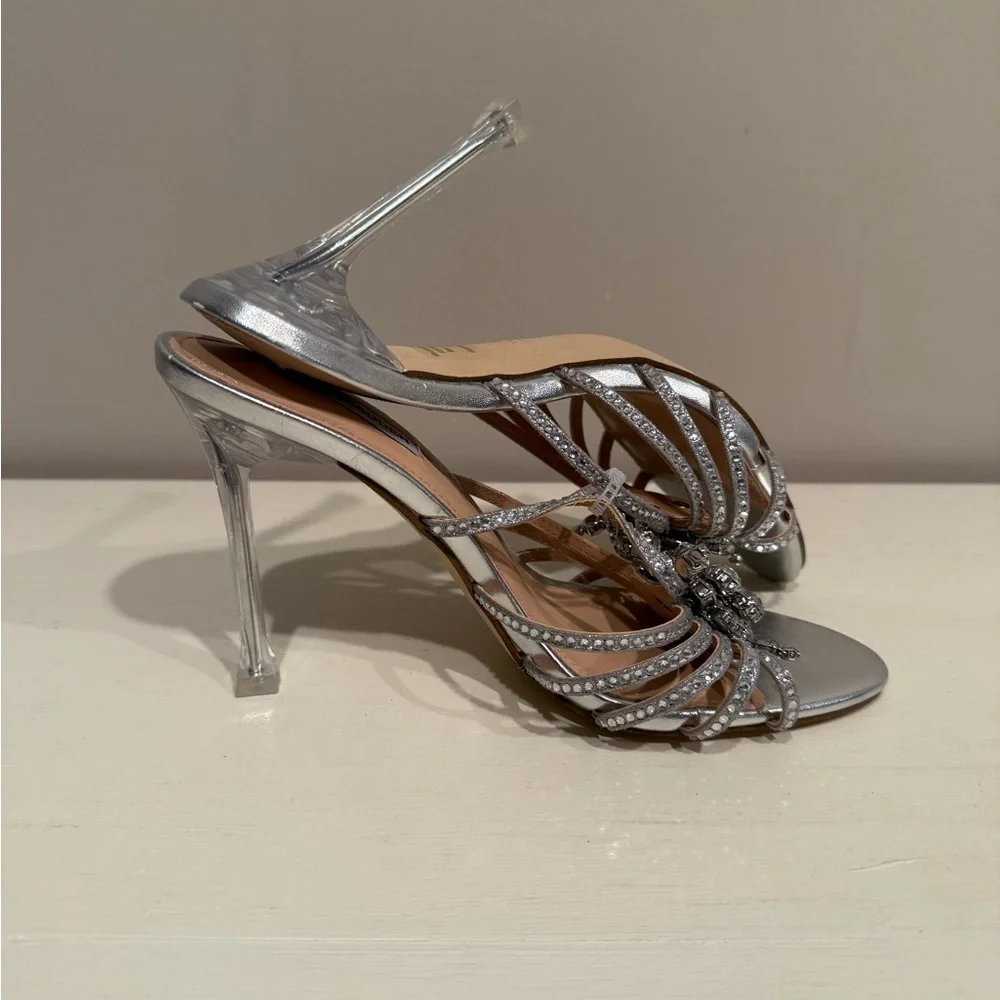 Steve Madden Women's Pamola Silver Rhinestone Embellished Heels - Picture 5 of 10
